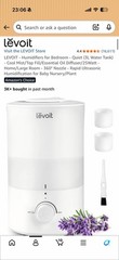 LEVOIT 3L Tabletop Cool Mist Humidifier Top Fill Quiet 360° Nozzle White