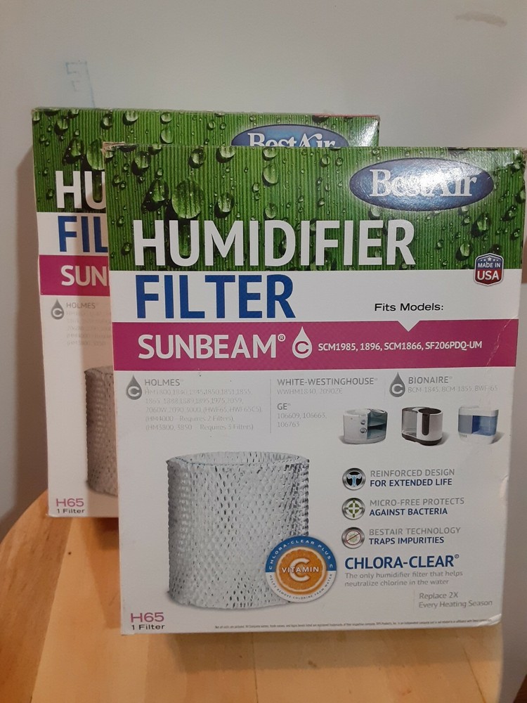 2pk. BestAir H65 Humidifier Filter Replacement For Sunbeam, Holmes, Bionaire,