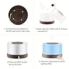 500ml Wood Grain Essential Oil Diffuser Ultrasonic Humidifier For Home Office