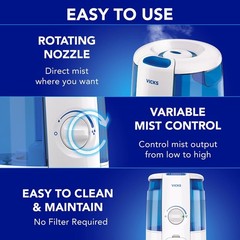 CoolRelief Cool Mist Humidifier Small to Medium Room Vaporizer Baby Kids Adults