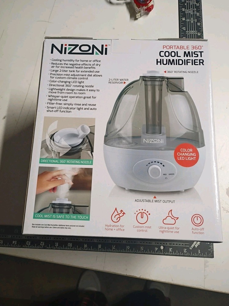 NIZONI Portable 360° Cool Mist Humidifier Filter-Free Lasts Up To 8 Hours – Time