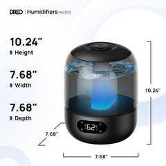 Humidifiers for Bedroom, 3L Top Fill 30H & 26Db Quiet Runtime for Large Room, Co