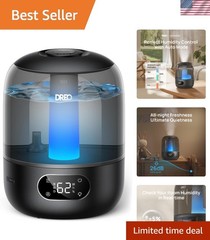 3L Humidifiers for Bedroom, 30H Runtime, 26 dB Quiet, Black | Easy to Refill …