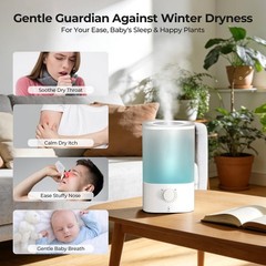 Electactic Top-Fill Cool Mist Bedroom Humidifier Plants & Baby Nursery, 3.2L
