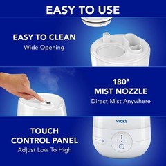 Vicks Filter Free Plus Cool Mist Ultrasonic Humidifier – 1.2gal