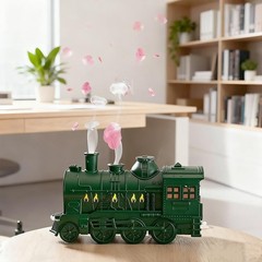 300ML Vintage Train Aroma Diffuser, Remote Control LED Mist Humidifier