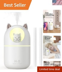 Compact Mini Humidifier with Multi-Color Night Light & 20dB Silent Operation