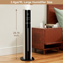 Whisper-Quiet 2.4Gal Ultrasonic Humidifier for Large Rooms with Remote Control