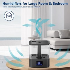 Top Fill Humidifiers for Bedroom & 60H Runtime Cool Mist Humidifier 3 Mist Level