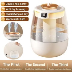 1.3L Ultrasonic Humidifier: Dual-Mist, Top-Fill, LED Light – Ideal for Bedrooms