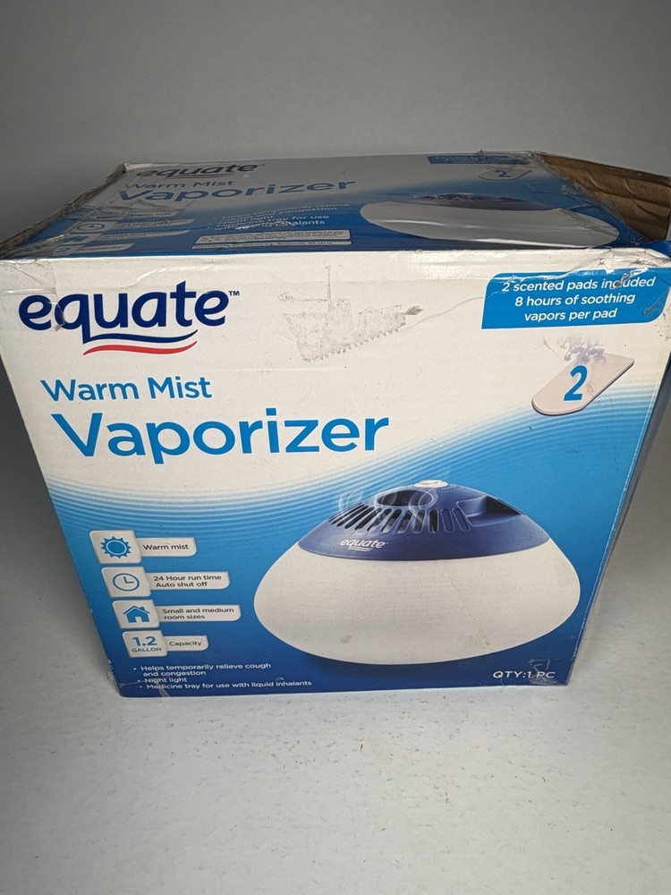 Equate Warm Mist Vaporizer 1.2 Gallon 24 Hour Auto Shut Off Open Box