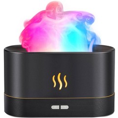 Aegci Essential Oil Diffuser,Humidifier with 7 Colors Flame 180ml, Black