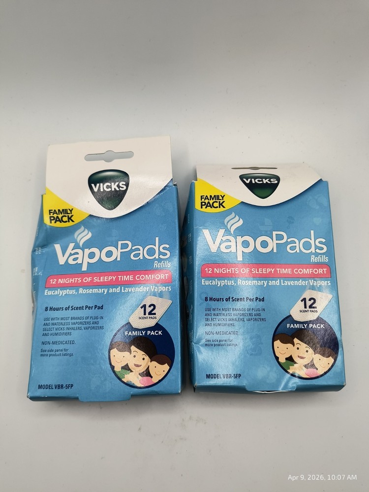 Lot Of 2 VICKS VapoPads Refills 12 Scent Pads/Ea Eucalyptus, Rosemary Lavender