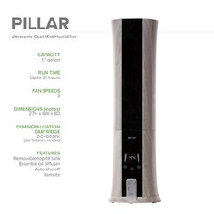 AIRCARE Ultrasonic Cool Mist Whisper Quiet Humidifier- PILLAR