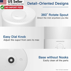 MEGAWISE 1.5L Large Cool Mist Humidifier Ultrasonic Aroma Diffuser FROM USA