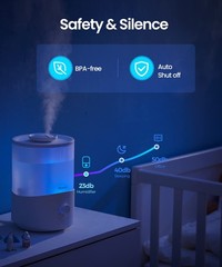 Pharata Humidifiers for Bedroom Large Room, 2.5L Cool Mist Humidifier with Es…
