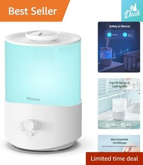 2.5L Cool Mist Humidifier & Essential Oil Diffuser – Whisper Quiet & Safe