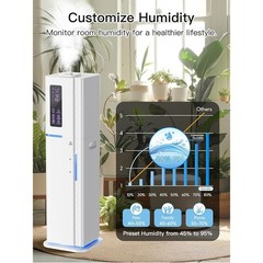 10L Humidifier 60H Runtime Ultrasonic Mist 3 Modes Remote Control Auto Shut Off