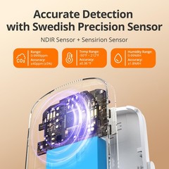 INKBIRD Air Quality Monitor Indoor Ndir 3 in 1 Meter | Detect Carbon White