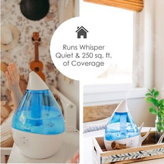 Crane Filter Free Ultrasonic Cool Mist Humidifier 0.5 Gallon Tank Blue & White