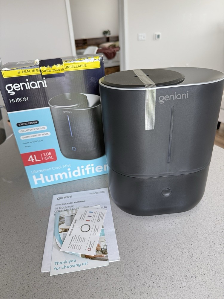 Geniani Huron Ultrasonic Cool Mist 4L Humidifier Filterless Auto Shut-Off Black