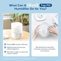 LEVOIT Top Fill Humidifiers for Bedroom, 2.5L Tank for Large Room, Easy to Fill