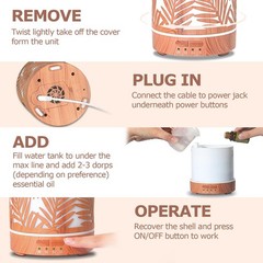 Essential Oil Diffuser Metal Aromatherapy Diffusers for Large Wood Grain