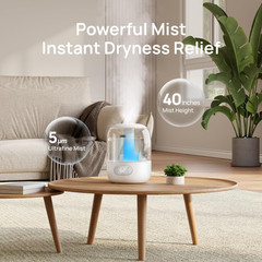 Humidifiers for Bedroom, 3L Top Fill 30H & 26Db Quiet Runtime for Large Room, Co