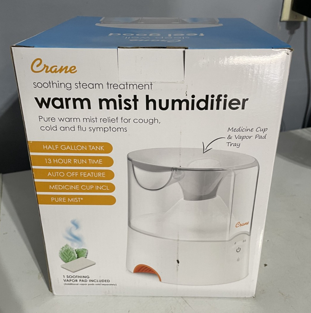 Crane EE-5202H 0.5 Gal. Warm Mist Humidifier – White