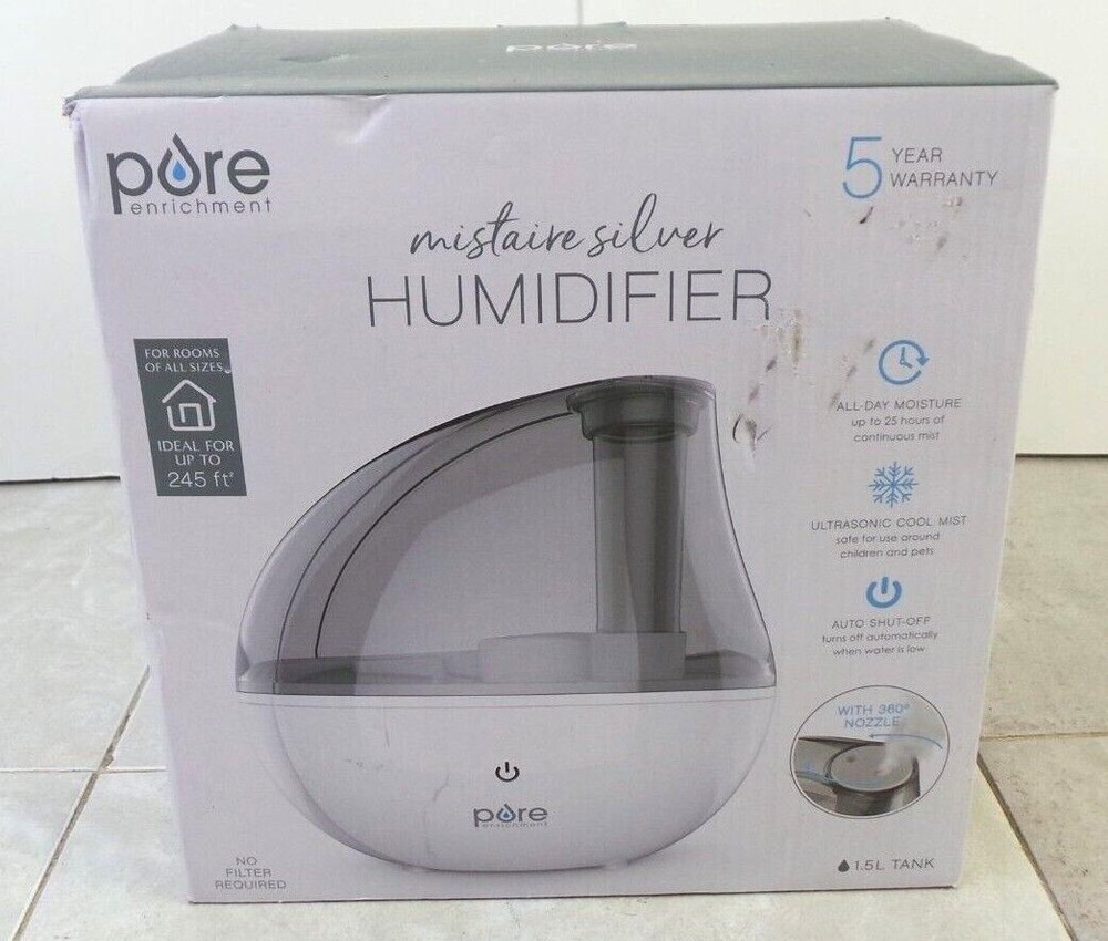 Pure Enrichment MistAire Silver Ultrasonic Cool Mist Humidifier