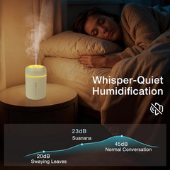 Portable Mini Humidifier, 300ml USB Cool Mist Small Humidifier with Colorful Lig