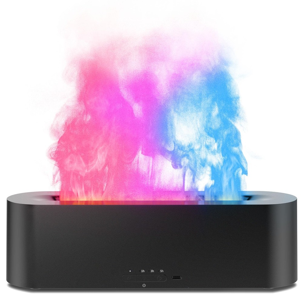 Flame Air Diffuser, Humidifier, Essential Oil Diffuser – 7 6.2 fl.oz, Black