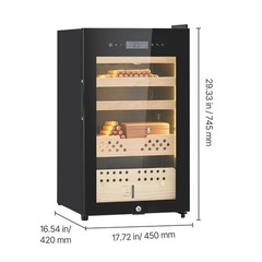 70L 400 Count Electric Cigar Humidor Cabinet with Compressor Cooling, Humidity &