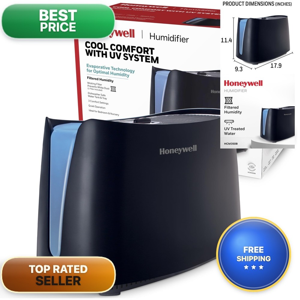 Honeywell HCM350B Cool Moisture Humidifier 1.1 Gallon Black