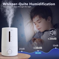 HBN Humidifiers for Bedroom, 4L Water Tank & Stepless Adjustment,Quiet Cool Mist