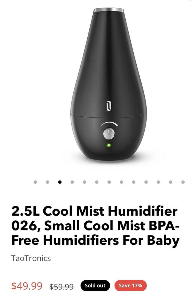 Taotronics Cool Mist Humidifier (New) Color Black