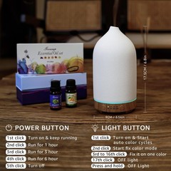 Gooamp 200ML Ceramic Essential Oil Diffuser – Ultrasonic 1 Pack, Wood