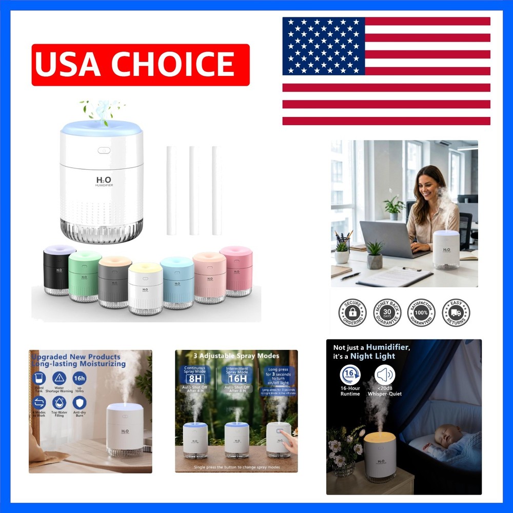 Portable Mini Humidifier, 500ML USB Personal Cool Mist Humidifiers for Bedroo…