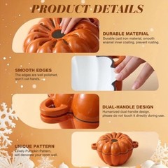 Wood Stove Steamer, Cast Iron Fireplace Humidifier, 2.4 Quart Capacity, Pumpkin