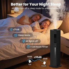 Humidifier Large Room 2.38Gal Cool & Warm Mist,Top Fill 60H Large Home