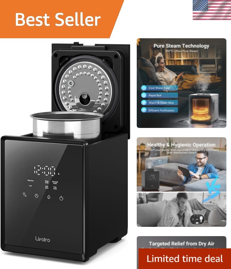 Stainless Steel 3L Warm Mist Humidifier with Sleep Mode – Auto Clean Function