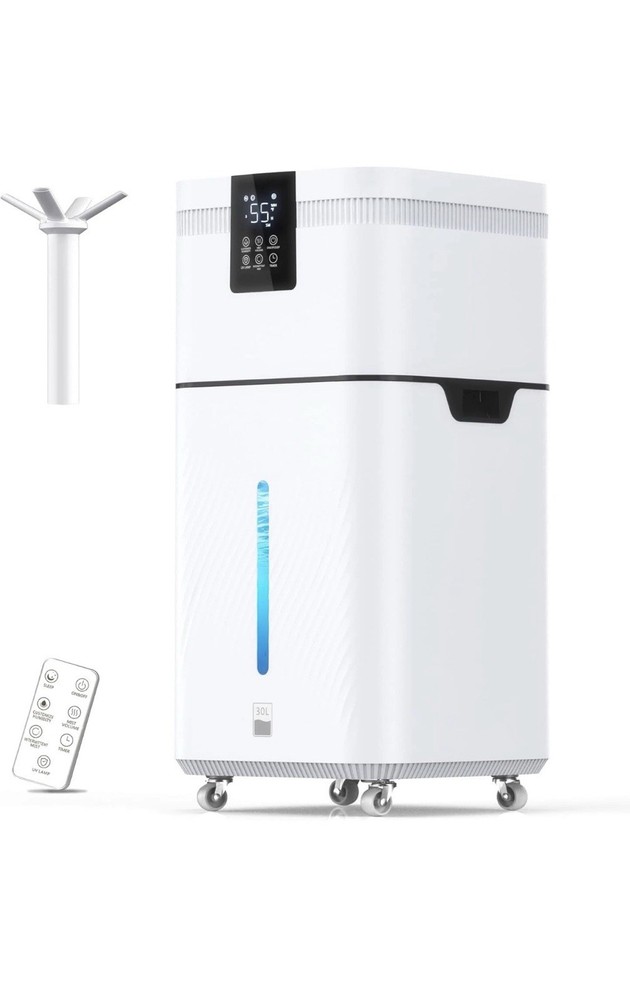 Large 30L Humidifier for Home, 120H Quiet Cool Mist, Remote Control