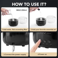 “280ml Jellyfish Humidifier & Essential Oil Diffuser with Remote, 7 Color Lights