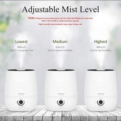 4L(1.06Gal) Ultrasonic Humidifier Cool Mist Tabletop With Aromatic Oil Tray