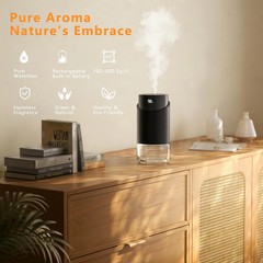 Waterless Essential Oil Diffuser Rechargeable Black Aluminum Alloy 100ml Sce…