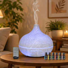 550ML Aroma Diffuser Humidifier With 6x33oz Essential Oils Colorful LED & Remote