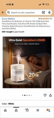 Humidifiers for Bedroom, 2L Tank for 15H, 20dB Quiet Mist Time, Dual Nozzles
