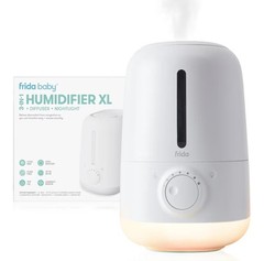 Frida Baby 3-in-1 XL Top Fill Humidifier for Bedroom White 1.6 Gallon Tank