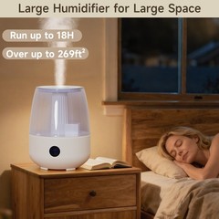 Humidifiers for Bedroom (6.8L) Cool Mist Top Fill Essential Oil Diffuser*