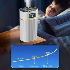 White Ultrasonic Table Top Humidifier with LED Lights, Digital Display, Timer